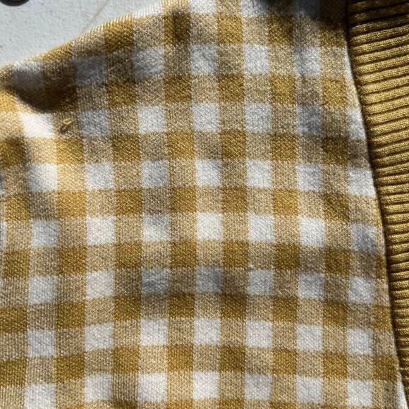 Joie Oversized Gingham Plaid Button Front Cardigan Yellow Mustard White Sz XL - Picture 12 of 12